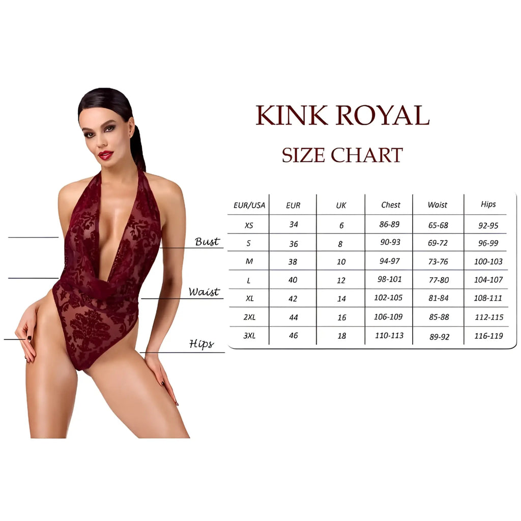 Noir kink royal gown red extra small maroon lace halter one-piece swimsuit with intricate floral pattern and deep neckline