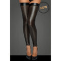 Black perforated thigh-high stockings with glossy finish and elasticized cuffs from noir ladies lasercut stockings l
