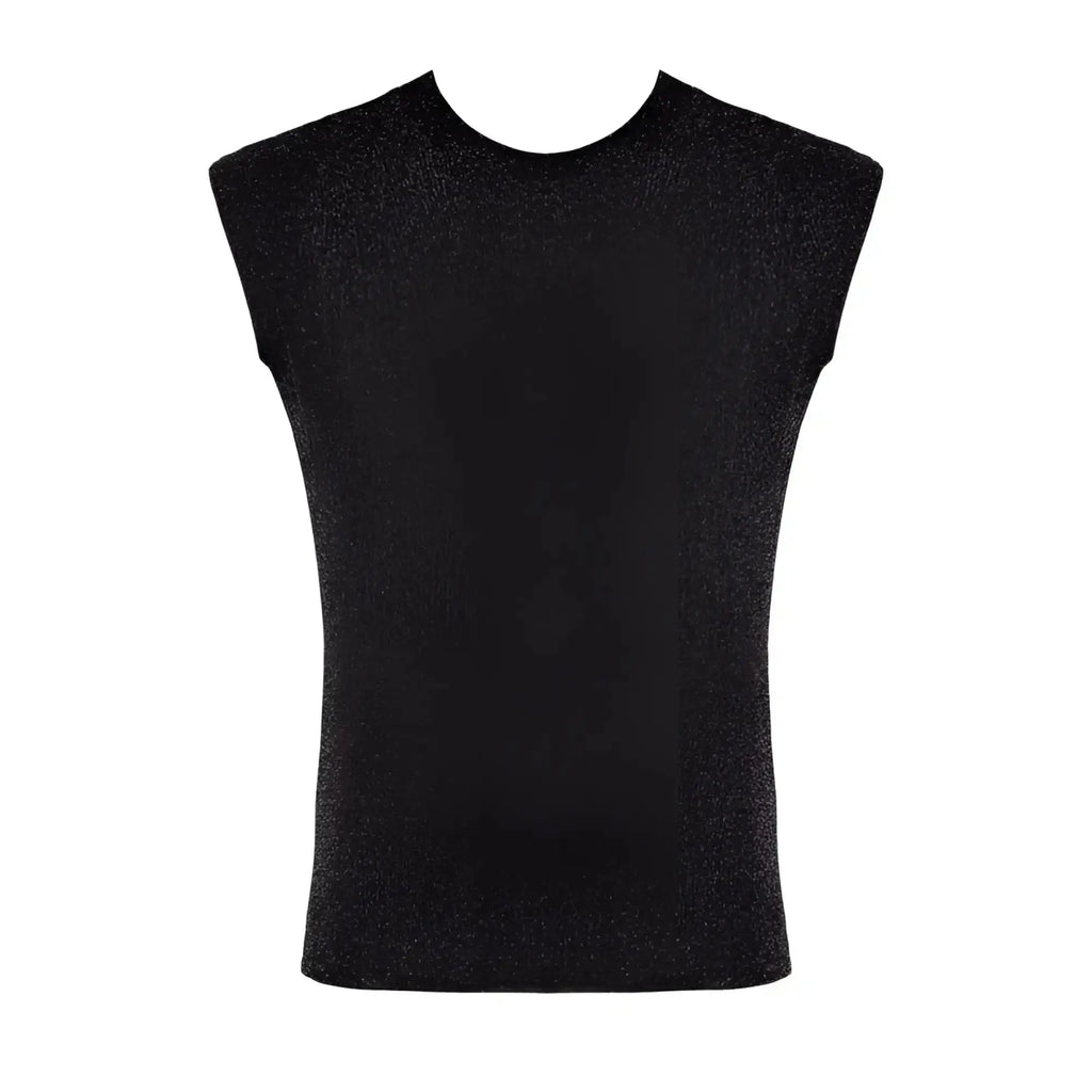 Black sleeveless tank top with subtle shimmering texture from the Noir Onyx Skin Tank L collection