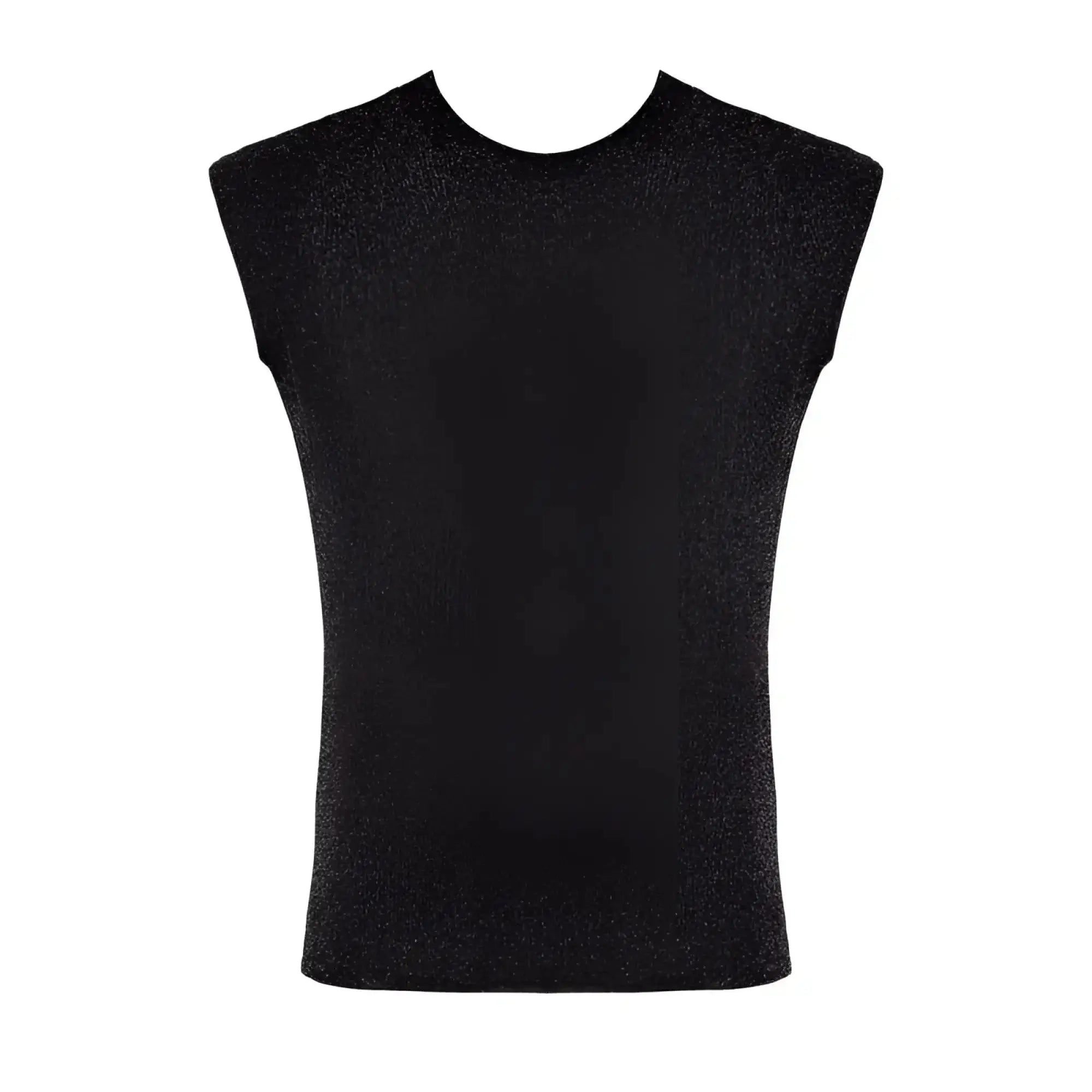 Black sleeveless tank top with subtle shimmering texture from the Noir Onyx Skin Tank L collection