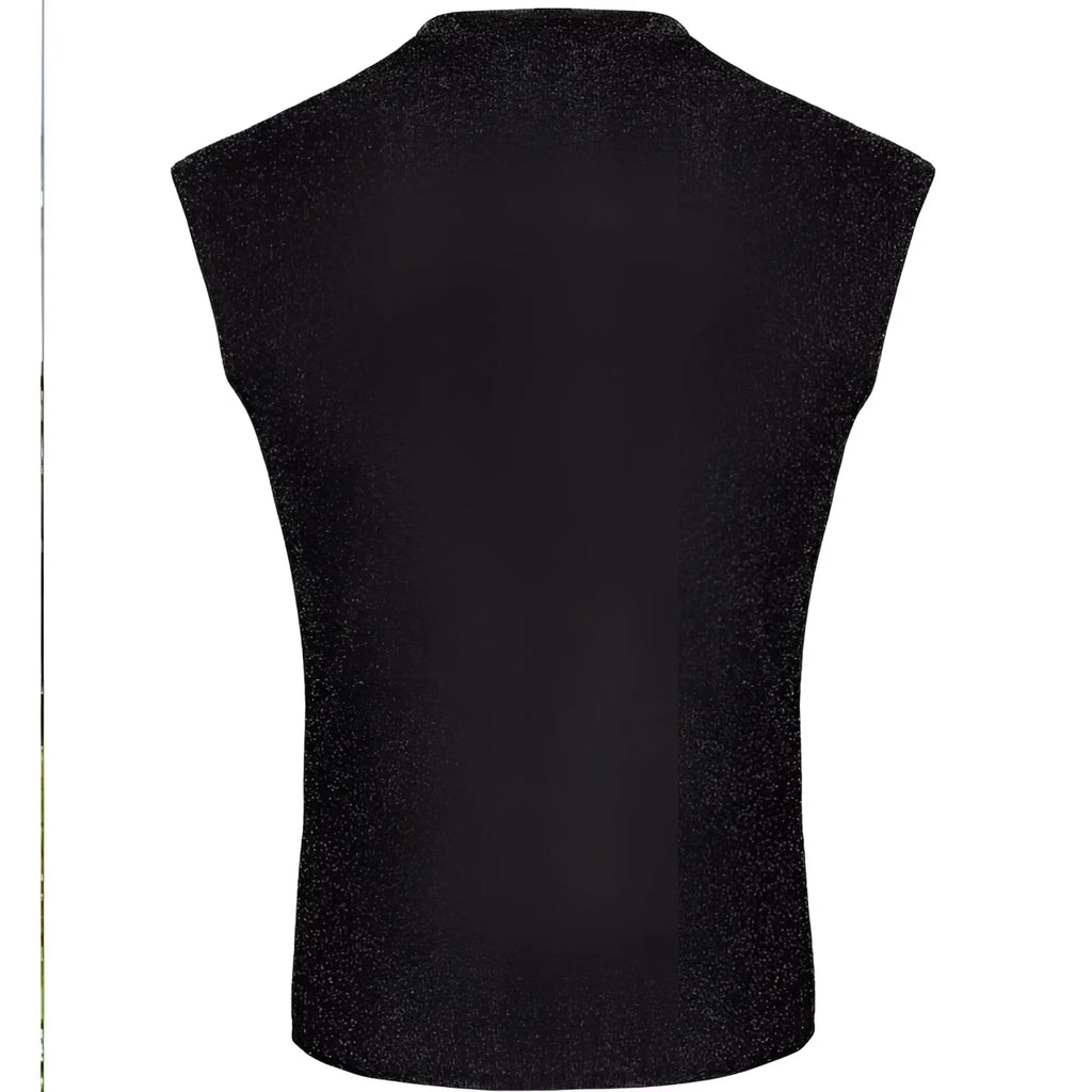Noir onyx skin tank m black textured knit sleeveless vest highlighting fabric detail and fit