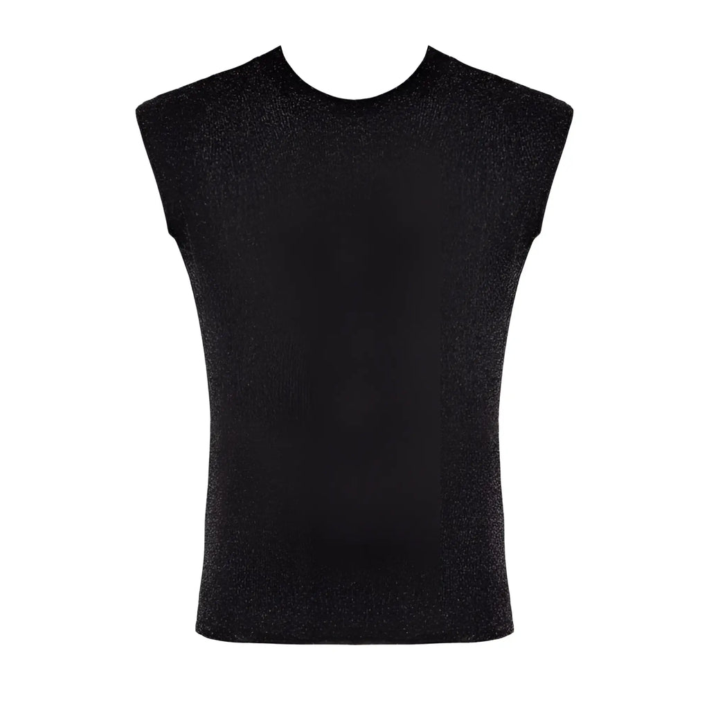 Black sleeveless top noir onyx skin tank s with subtle shimmering texture perfect for stylish layering