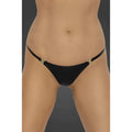 Black patent leather thong panty with gold tone metal clasps at sides noir power wetlook panty l