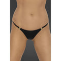 Black patent leather thong panty with gold tone metal clasps at sides noir power wetlook panty l