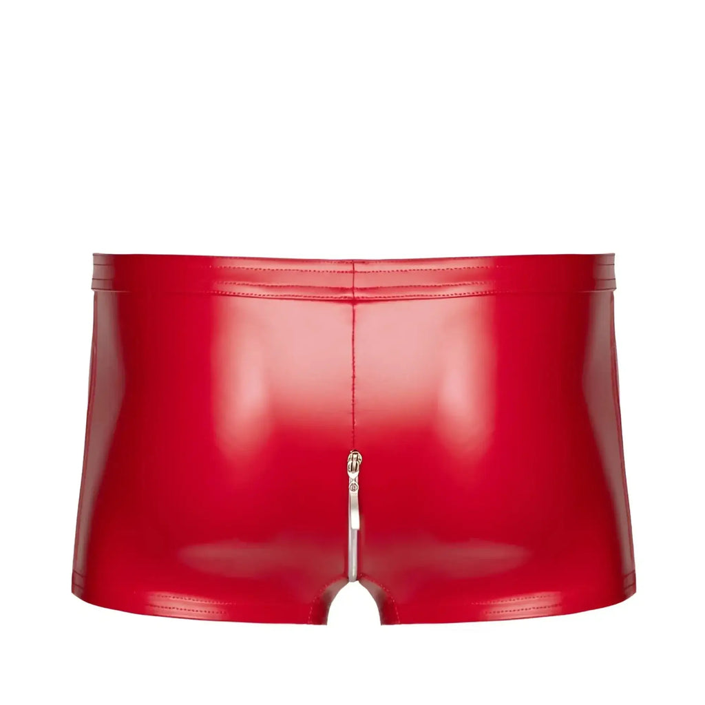 Noir red ignite shorts xl in red patent leather briefs with a central zipper detail
