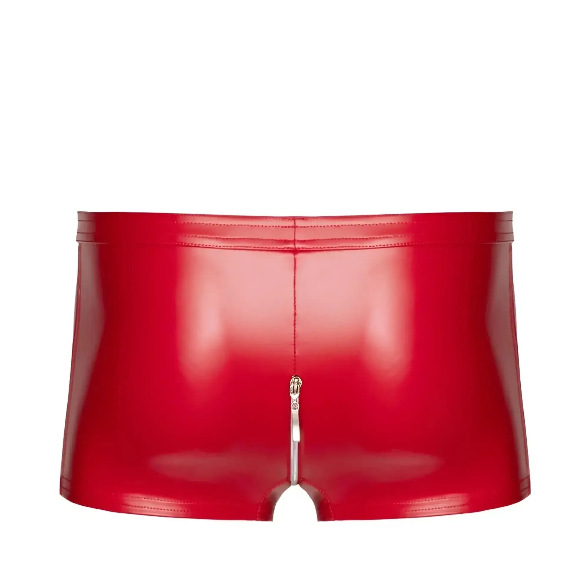 Noir red ignite shorts xl in red patent leather briefs with a central zipper detail