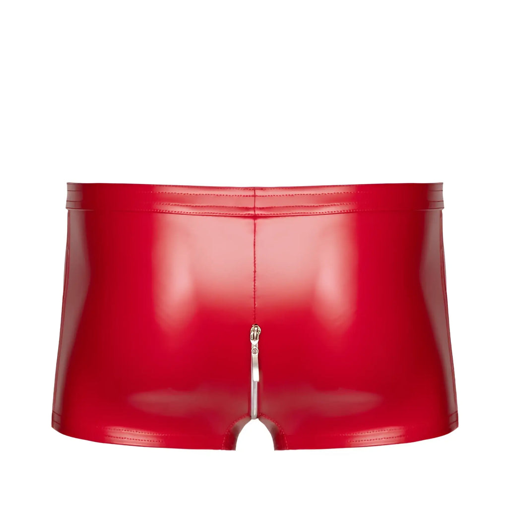 Noir red ignite shorts xl in red patent leather briefs with a central zipper detail