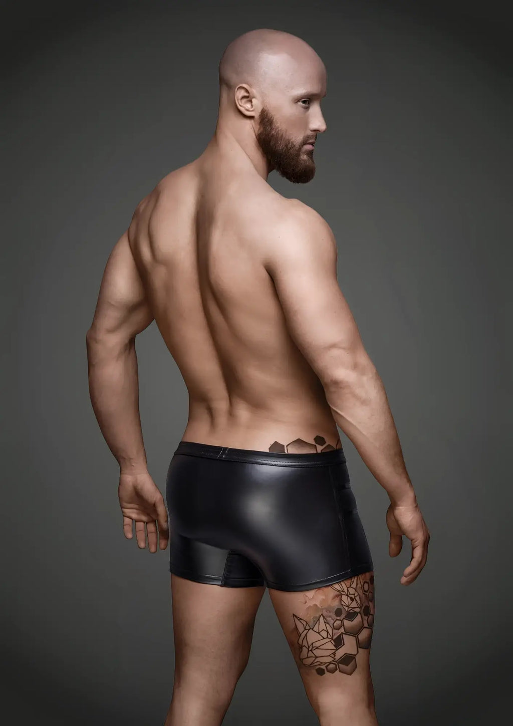 Black glossy faux leather briefs with sleek form-fitting design from noir sexy shorts with hot details l collection