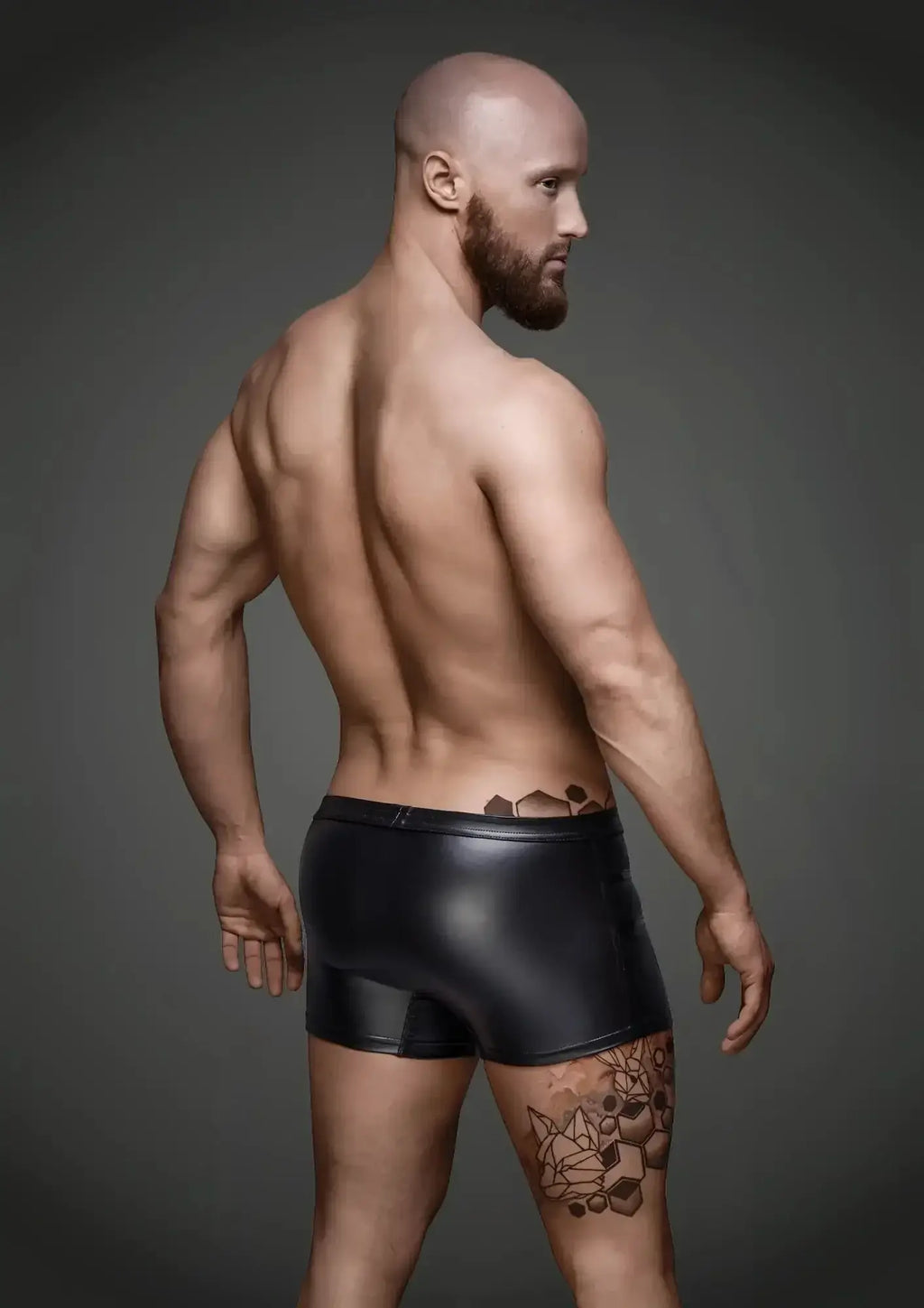 Black glossy faux leather briefs with sleek form-fitting design from noir sexy shorts with hot details l collection