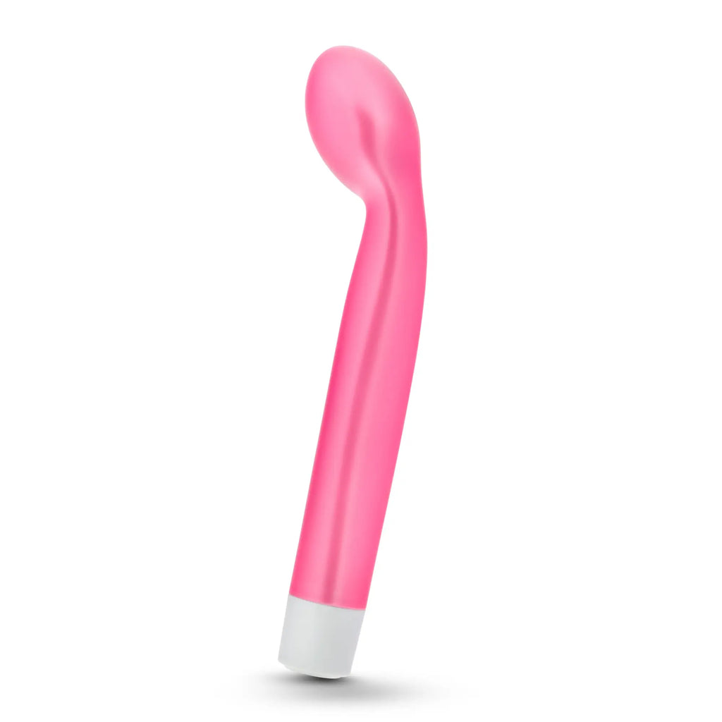 Pink silicone curved rechargeable vibrator with white base noje noje g slim rose for discreet pleasure