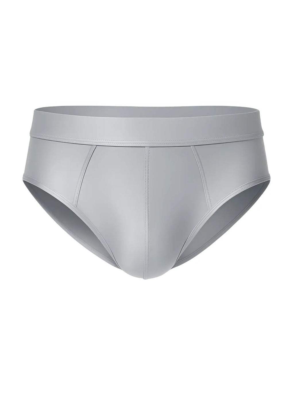 Light gray nylon luxury brief with smooth form-fitting design and subtle seam detailing for comfortable wear