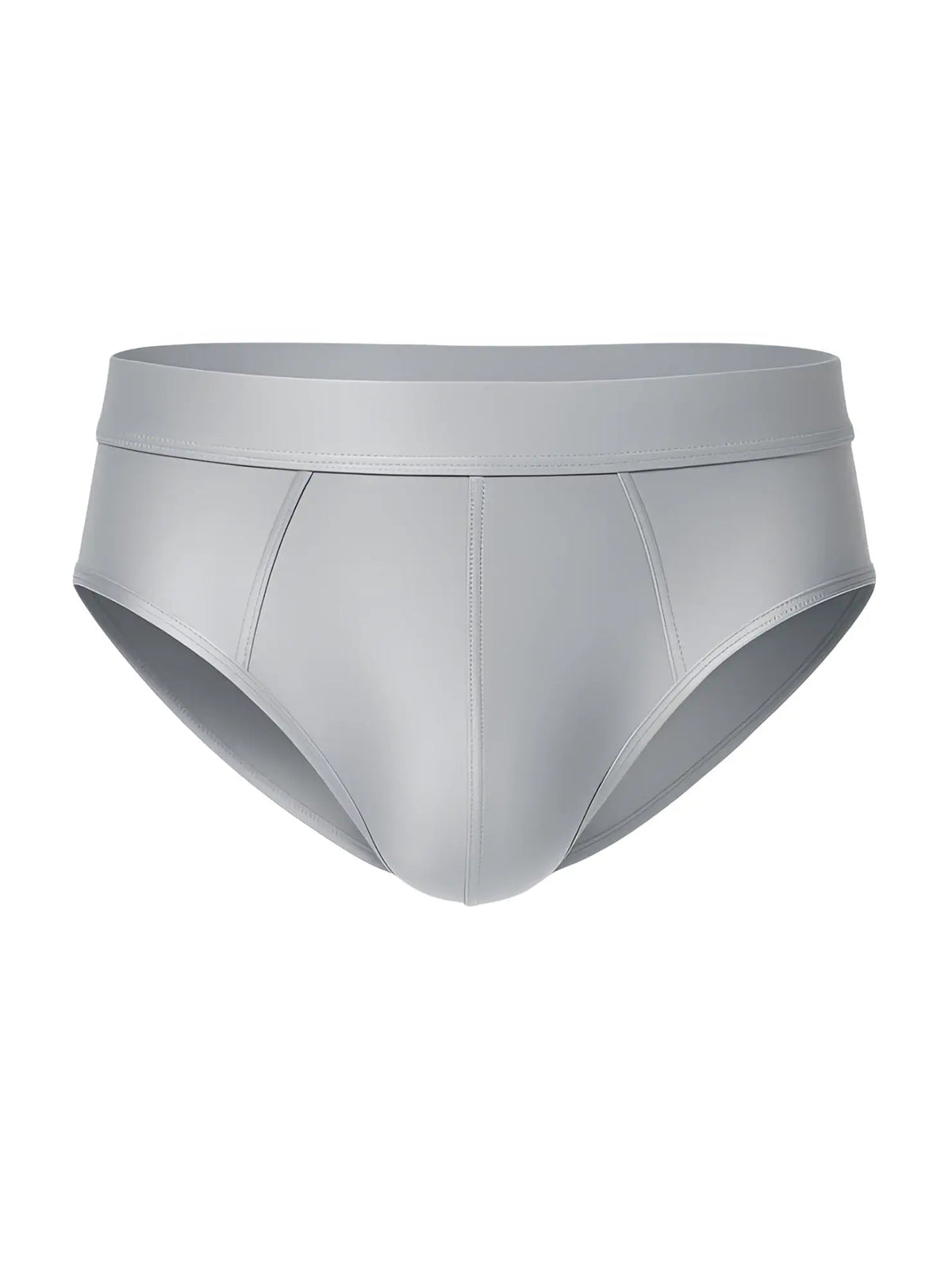 Light gray nylon luxury brief with smooth form-fitting design and subtle seam detailing for comfortable wear