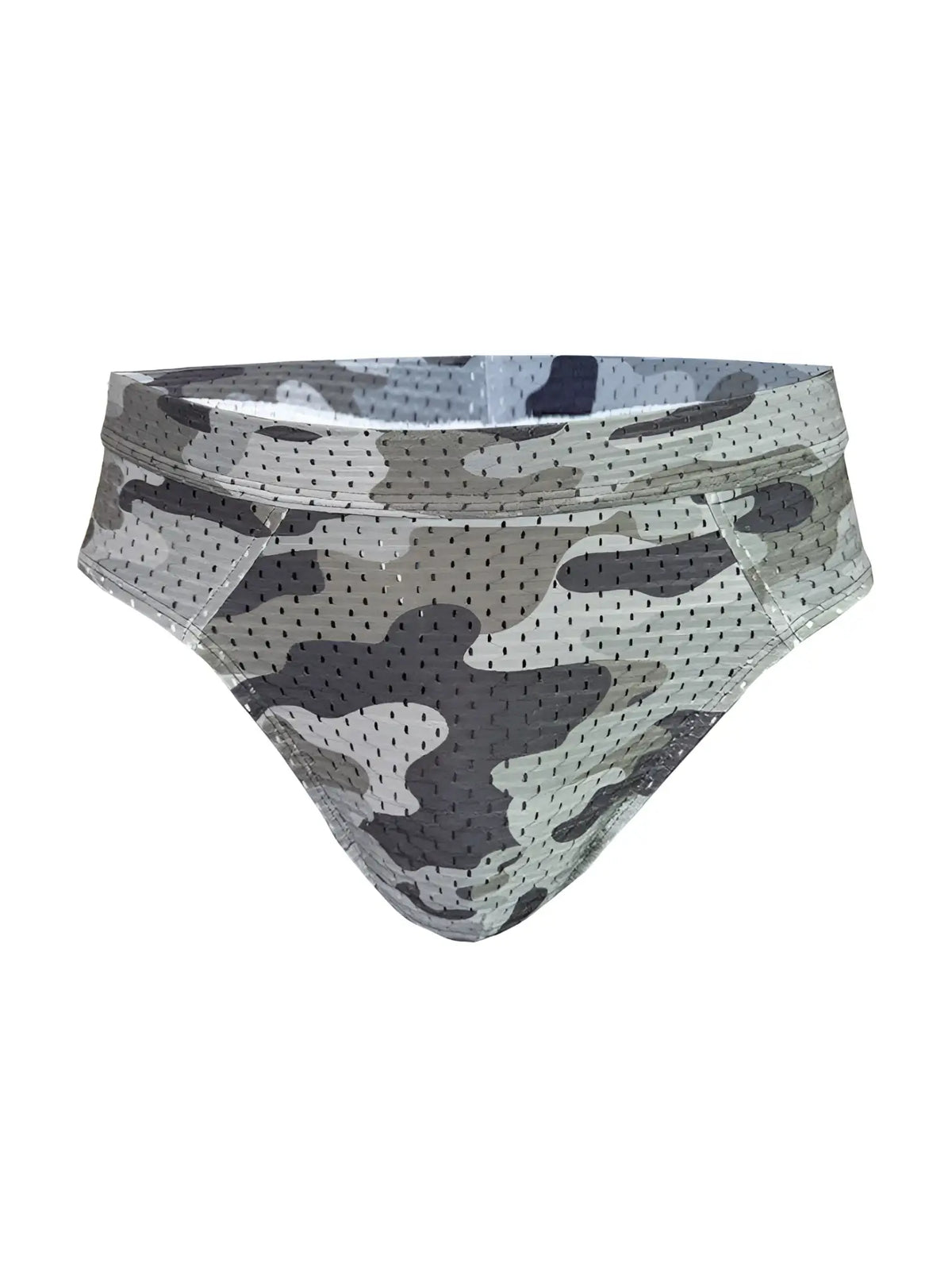 Nylux camo brief gray and black camouflage mesh briefs showcasing breathable fabric and stylish design