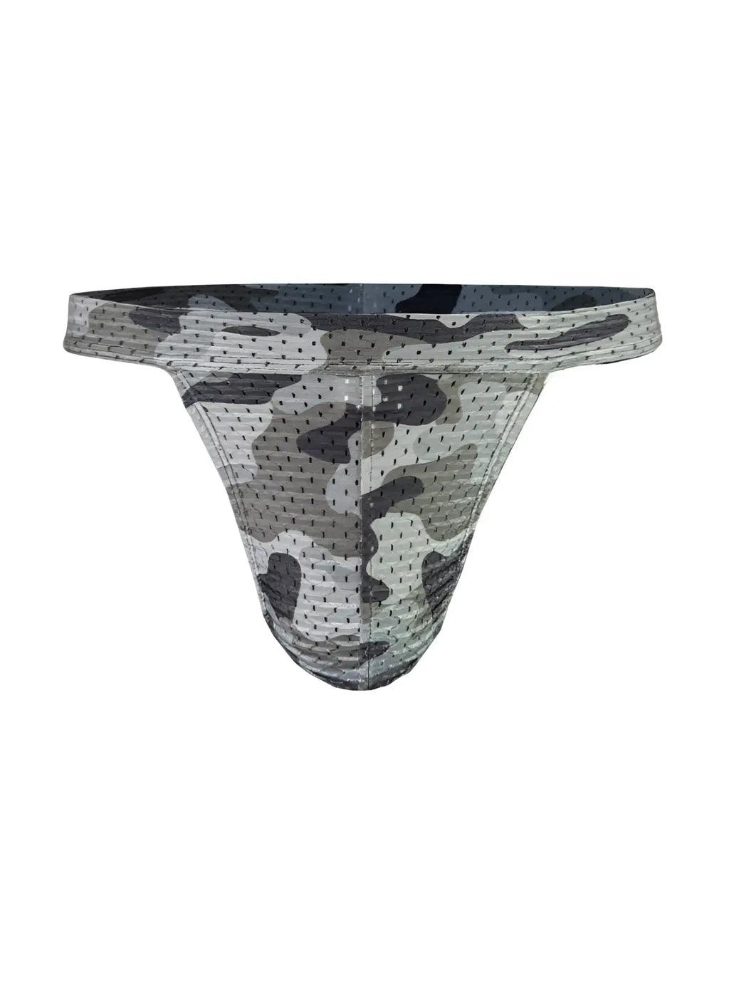 Nylux camo jockstrap gray and black camouflage mesh briefs with breathable fabric for activewear use