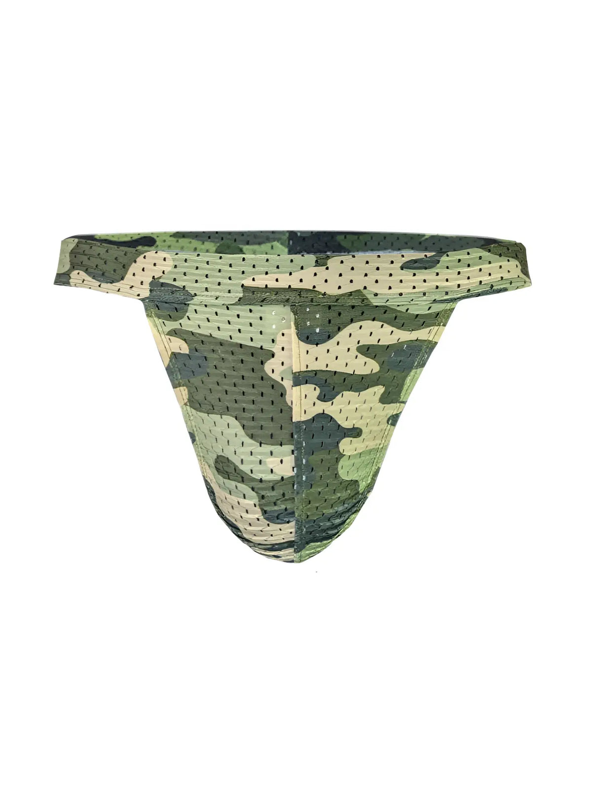 Green and beige camouflage patterned mesh briefs from nylux camo jockstrap with breathable material design