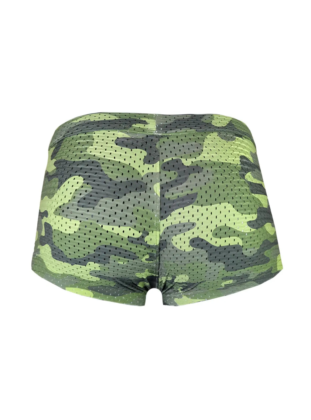 Nylux camo trunk green and black camouflage mesh briefs designed for breathability and comfort