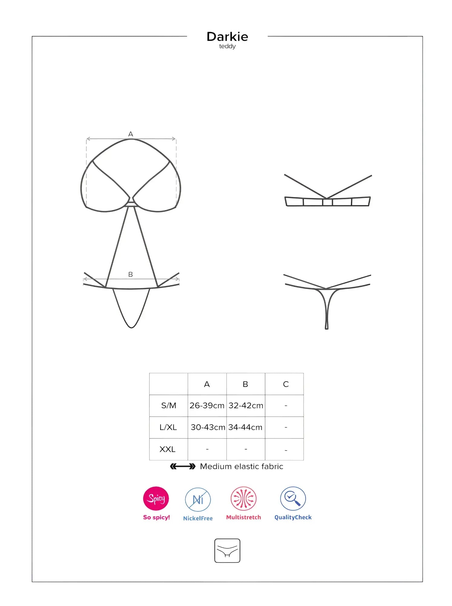 Obsessive darkie crotchless teddy l xl in medium elastic fabric with a sleek minimalist design in black