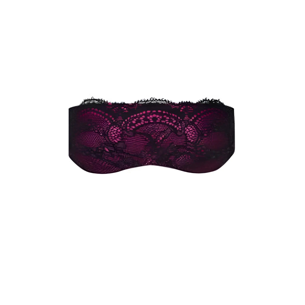 Obsessive Roseberry mask one size deep burgundy lace eye mask with intricate floral patterns and scalloped edge