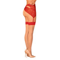 Red lace garter belt with matching straps and delicate floral pattern from obsessive s814 stockings red s/m