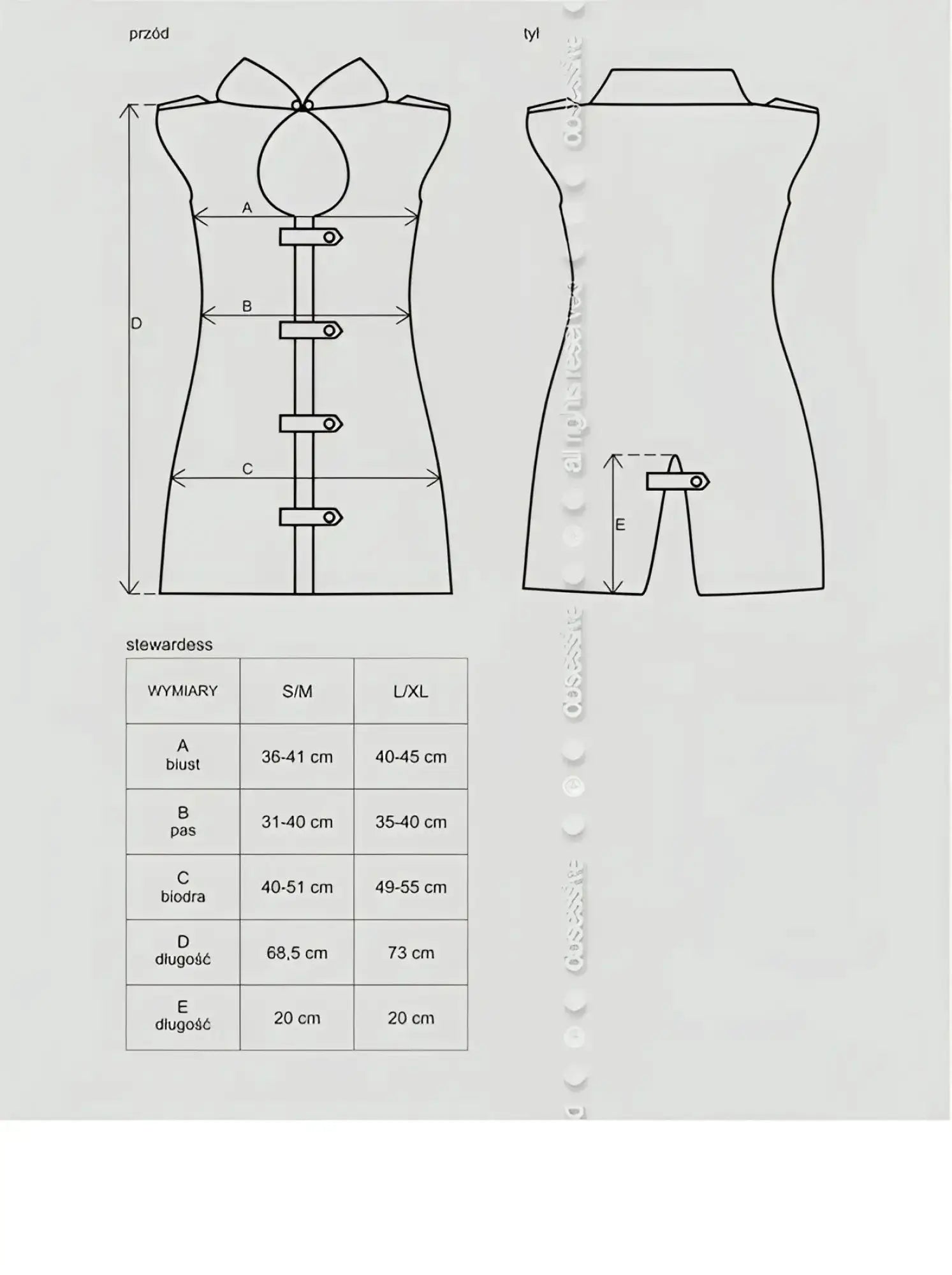 Schematic diagram of a traditional chinese style obsessive stewardess costume in grey with size dimensions
