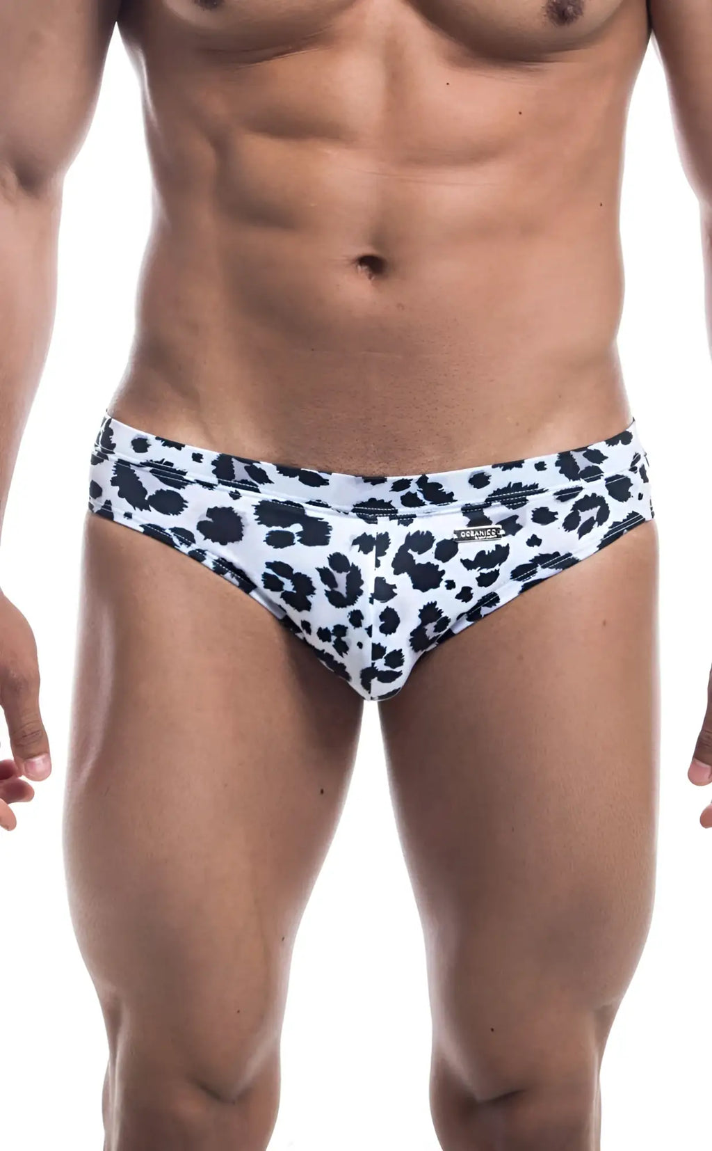 White briefs with black leopard print pattern from Oceanico Swim bikini for stylish swimwear use