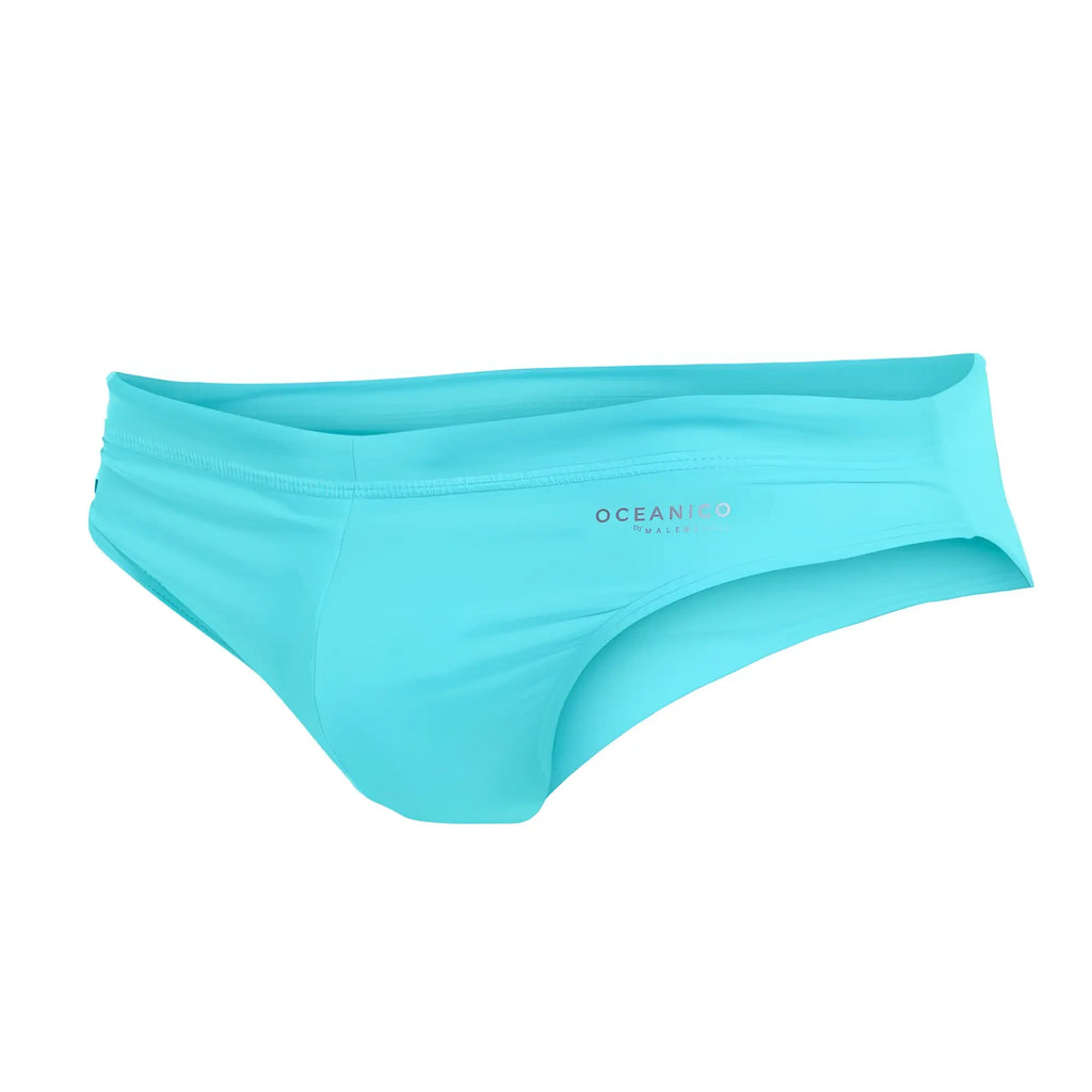 Turquoise oceanico swim briefs with sleek form-fitting design ideal for swimming and beachwear