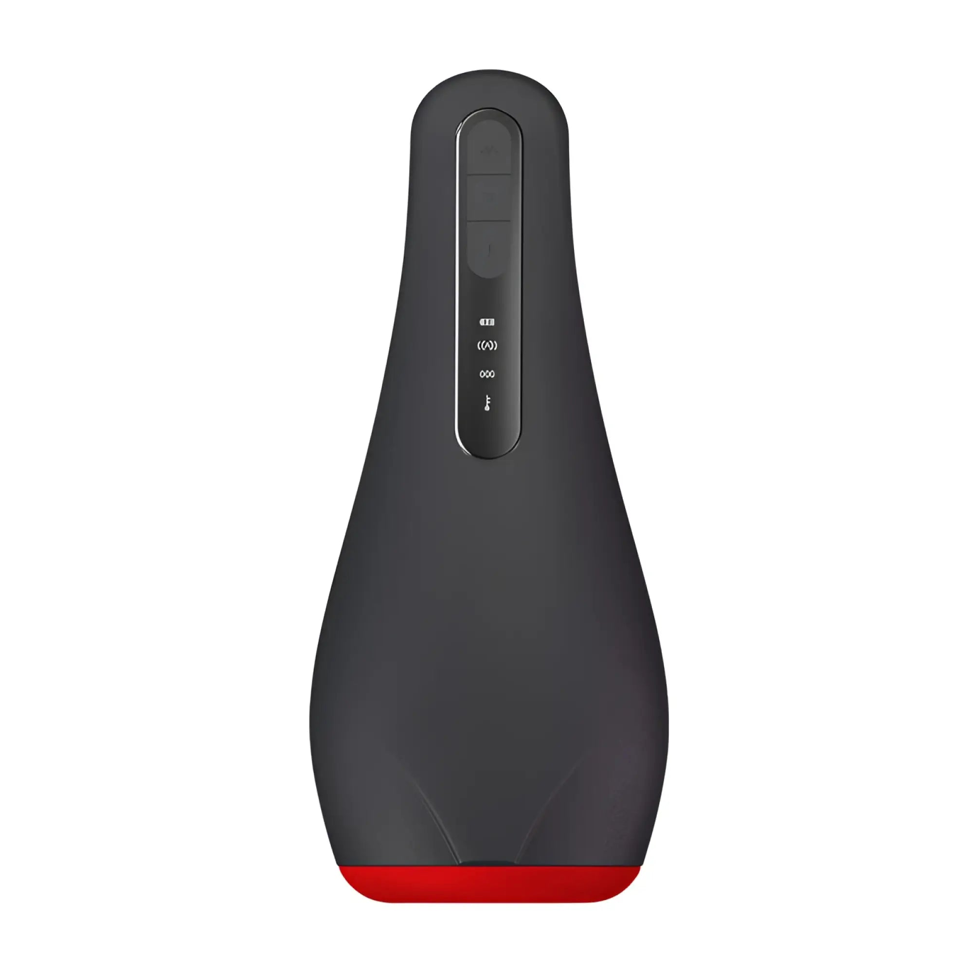 Black and red silicone heating masturbator otouch airturn 1 with ergonomic design and control buttons on the side