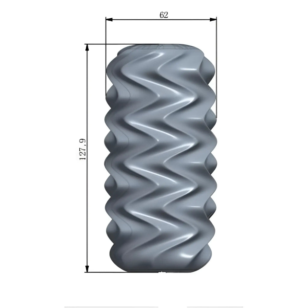 Gray foam roller with wavy textured surface 127.9 mm height by 62 mm width for oTouch billow masturbation sleeve