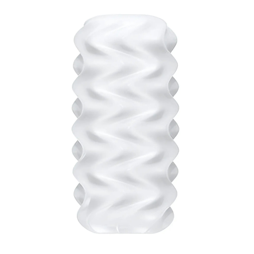 White translucent silicone OTouch Billow masturbation sleeve with wavy ribbed texture for enhanced stimulation