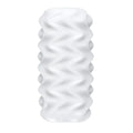 White translucent silicone OTouch Billow masturbation sleeve with wavy ribbed texture for enhanced stimulation