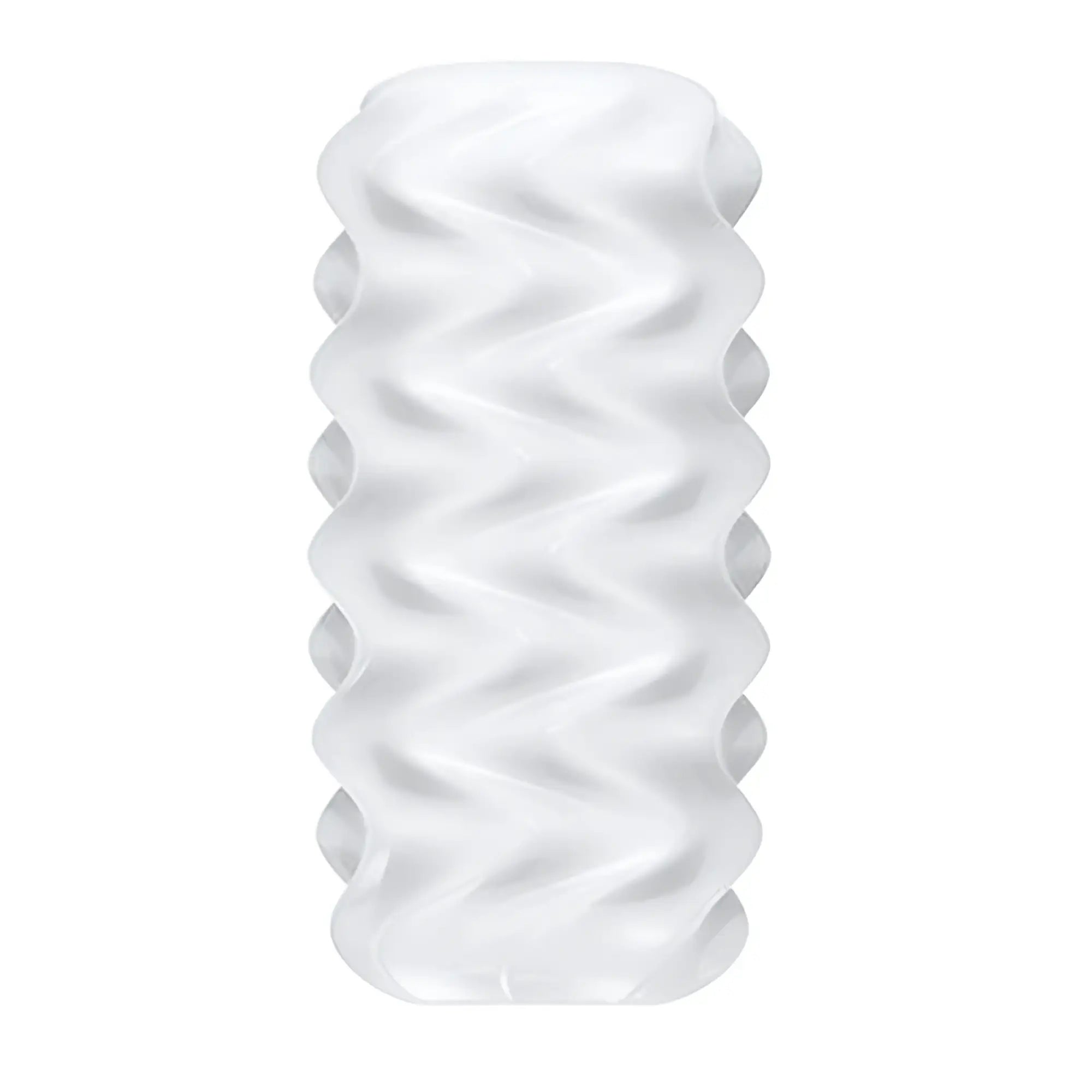 White translucent silicone OTouch Billow masturbation sleeve with wavy ribbed texture for enhanced stimulation