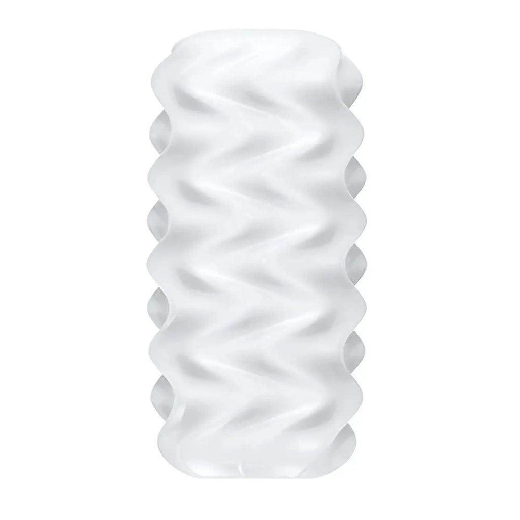 White translucent silicone OTouch Billow masturbation sleeve with wavy ribbed texture for enhanced stimulation