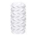 White translucent silicone OTouch Billow masturbation sleeve with wavy ribbed texture for enhanced stimulation