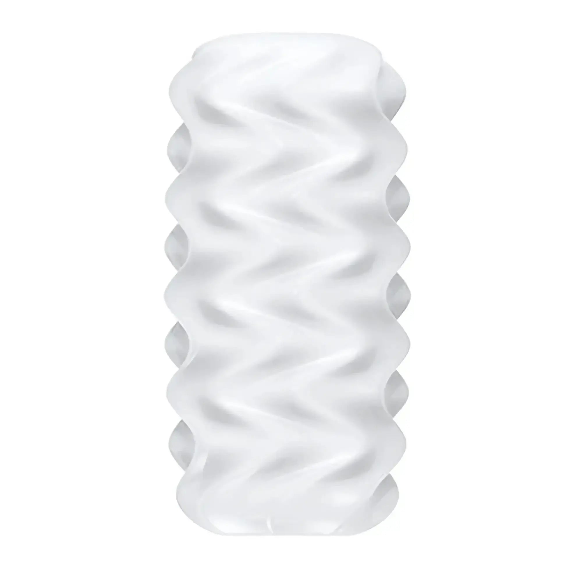 White translucent silicone OTouch Billow masturbation sleeve with wavy ribbed texture for enhanced stimulation