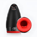 Black otouch chiven oral sex heating masturbator with textured exterior, red interior lining, and control buttons on top