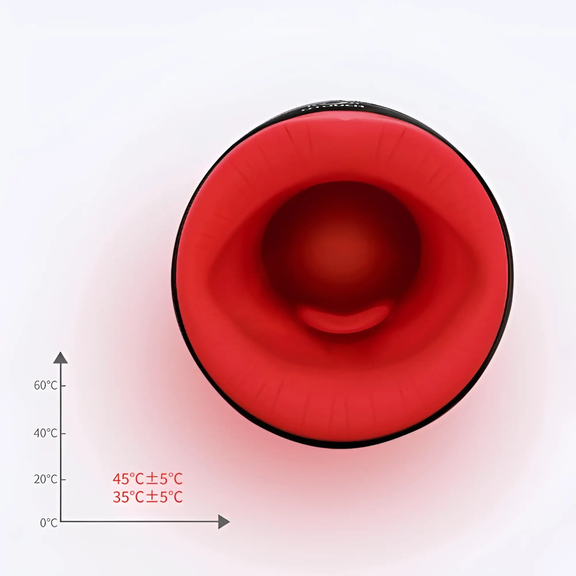Red silicone insert with black rim for the temperature-controlled otouch chiven oral sex heating masturbator