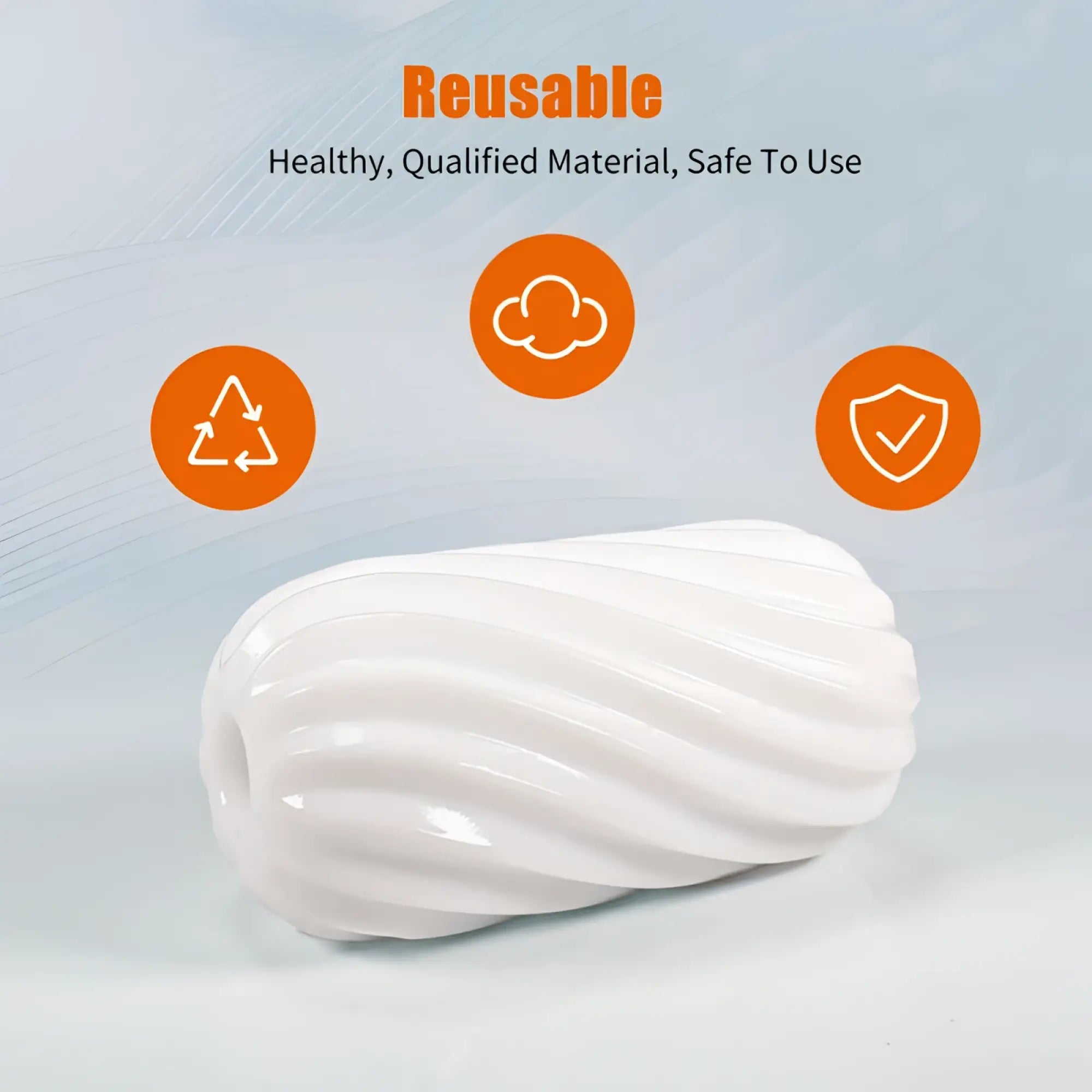 White glossy ribbed silicone masturbator sleeve with uv sterilization and heating unit by OTouch shown from the back