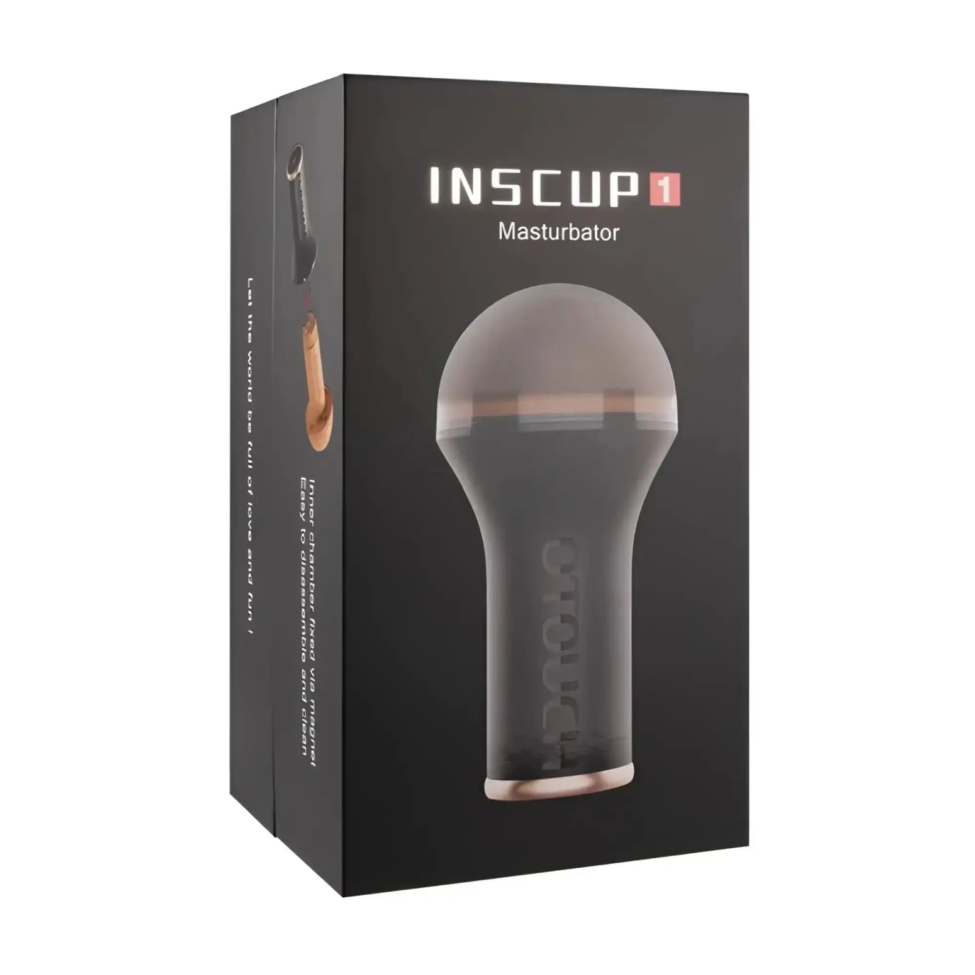 Black and rose gold OTouch inscup 1 heating vibration masturbator in sleek transparent silicone with magnetic chamber