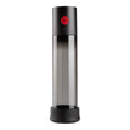 Otouch macho work 1 pump black cylindrical device with red button and translucent gray textured base for easy handling
