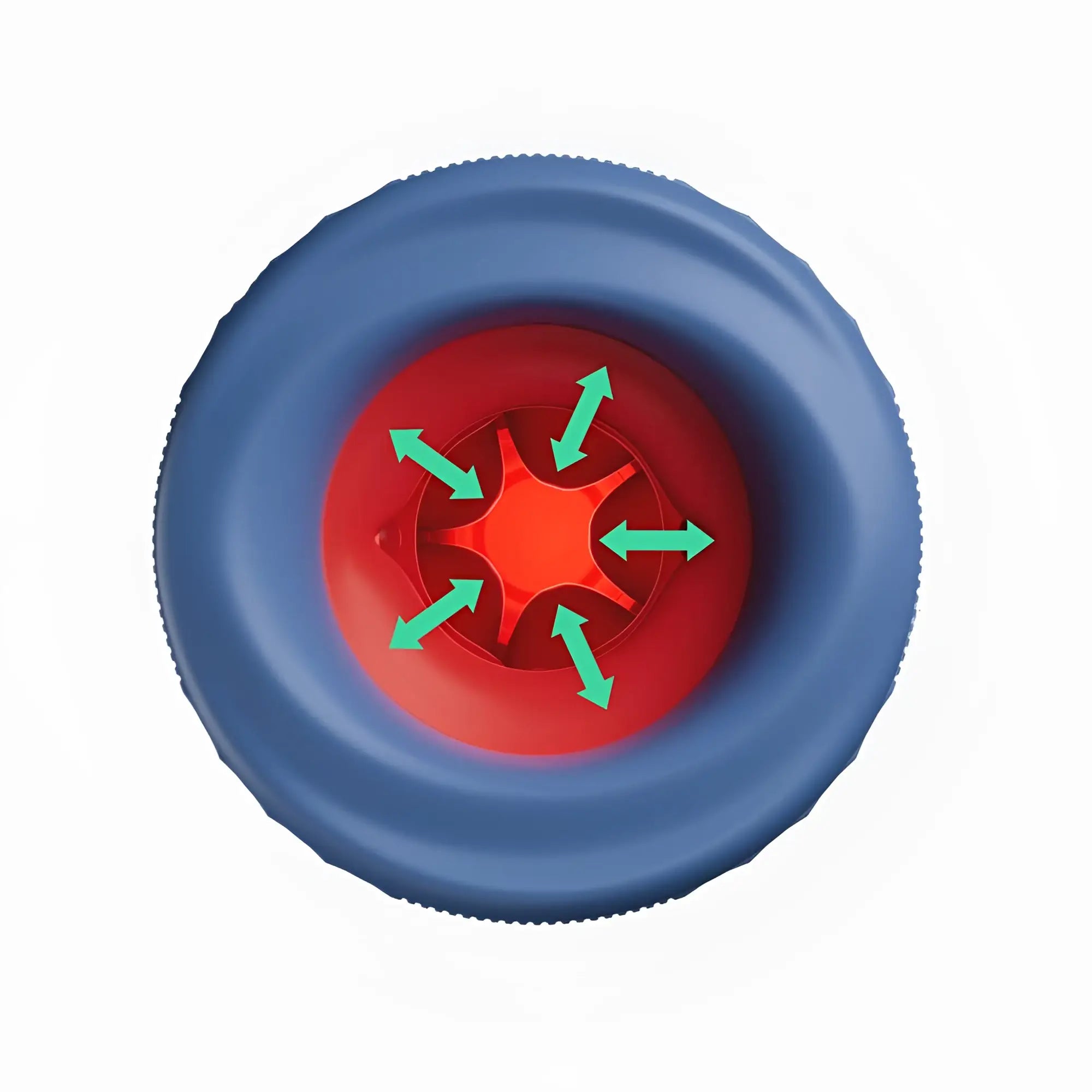 Blue and red inflatable tire with textured surface and internal star design for OTouch submarine vibrating masturbator