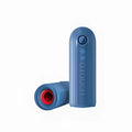 Blue otouch cylindrical textured surface vibrating masturbation device with visible red interior for thrusting use