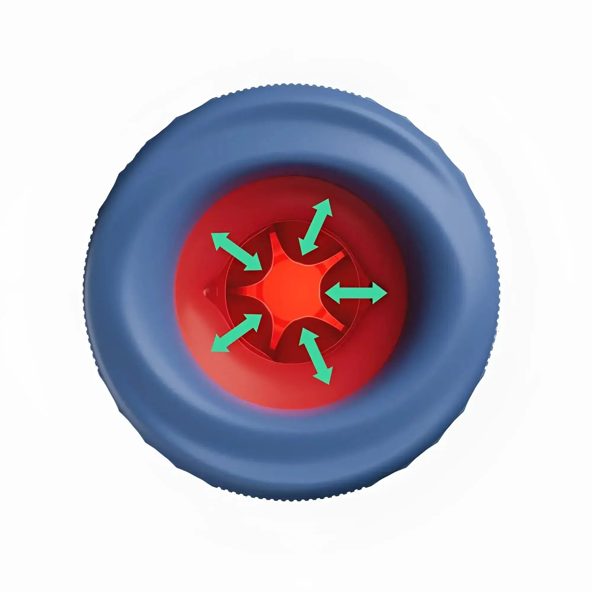 Blue and red inflatable tire with textured surface and internal star design for OTouch submarine vibrating masturbator