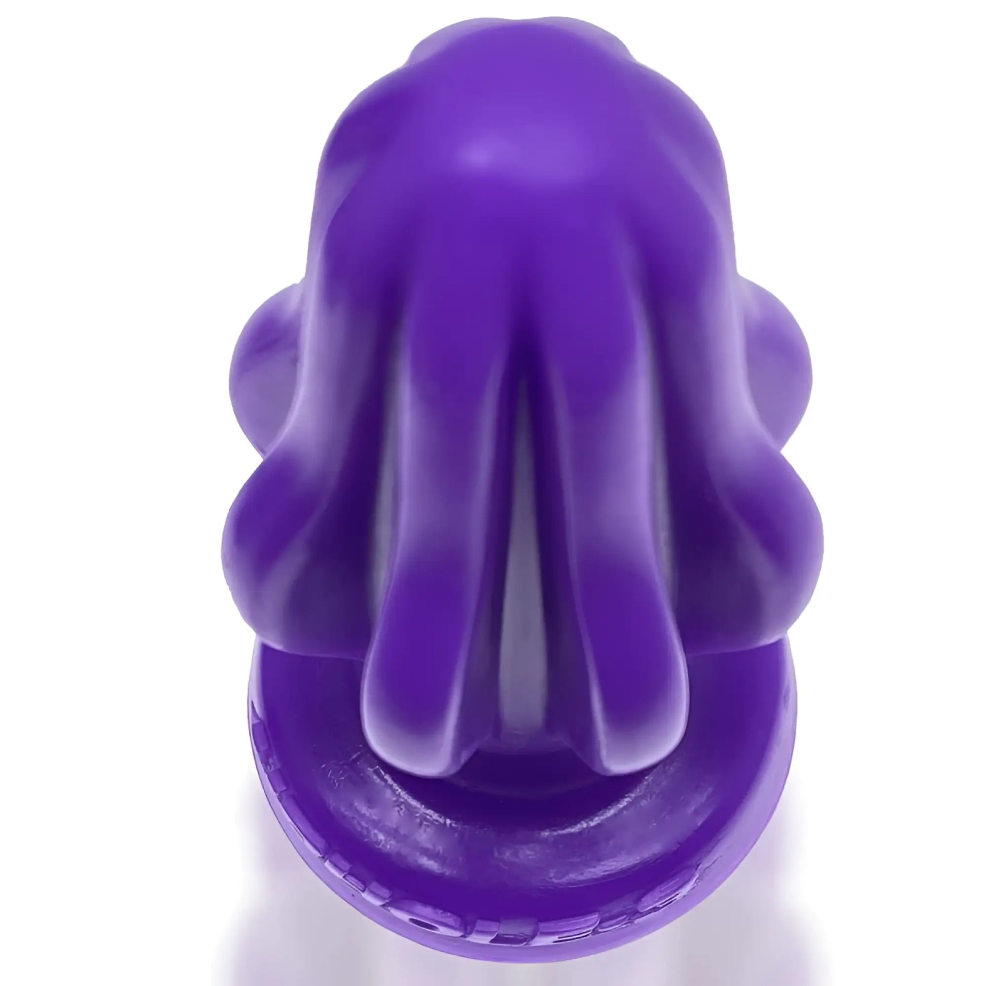 Purple silicone octopus-shaped citrus juicer with textured glossy finish and ridged design for OxBalls Airhole-2 finned buttplug eggplant m