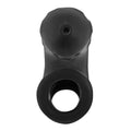 Black silicone cock ring with rounded textured top and circular base oxballs airlock air-lite vented chastity black ice