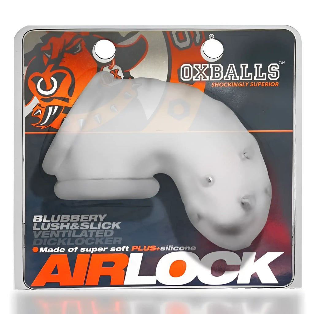 White silicone OxBalls Airlock Air-Lite vented chastity dicklocker with smooth curved design and small ventilation holes