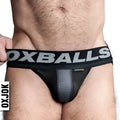 Black mesh oxballs airmesh swagger jockstrap tar with gray oxballs logo waistband in size medium