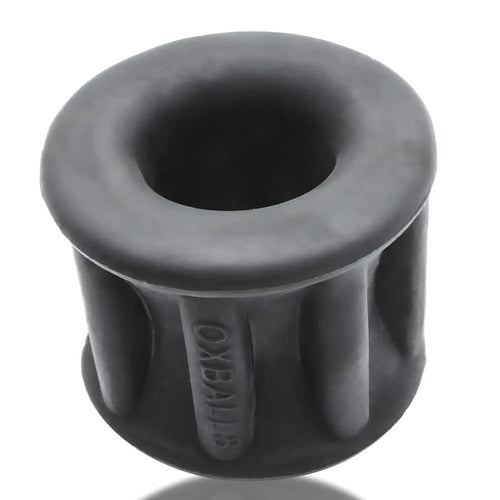 Black rubber oxballs baller centre squeeze ball stretcher cylindrical insert with ribbed sides and central hole