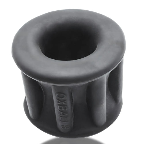 Black rubber oxballs baller centre squeeze ball stretcher cylindrical insert with ribbed sides and central hole