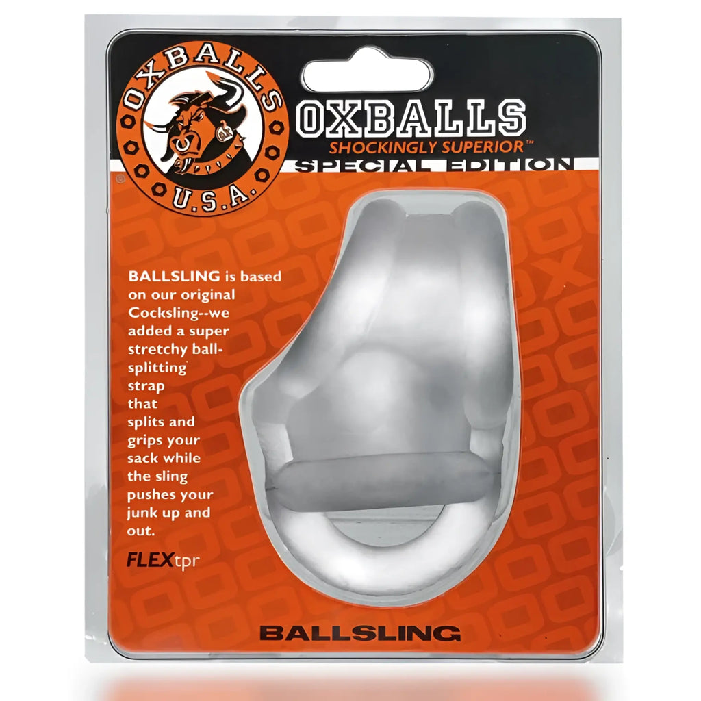 OxBalls ballsling ball split sling clear ice translucent silver plastic with gray strap special edition one size