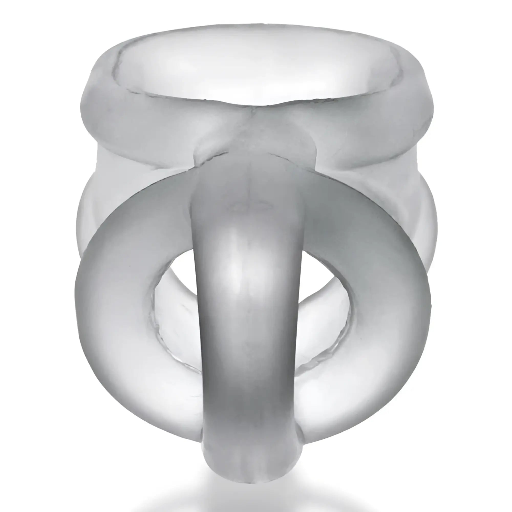 OxBalls Ballsling Ball Split Sling clear ice transparent silicone ring with interlocking circular bands and vertical bar
